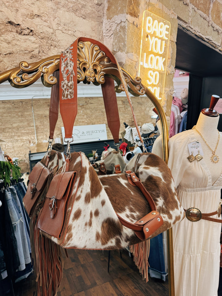 Fringe Cowhide Duffle Bag