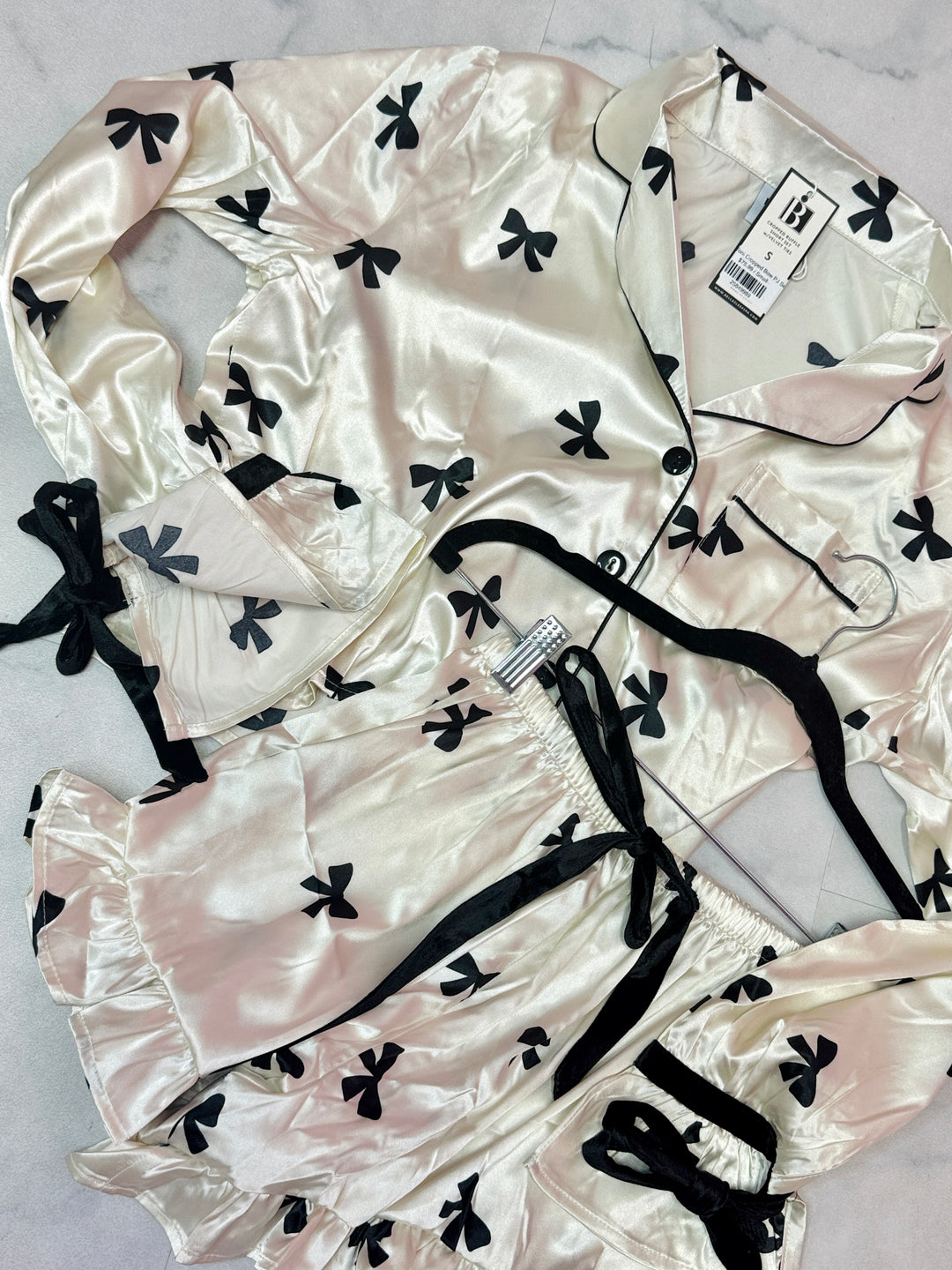 The Toni Cropped Bow Pajama Set