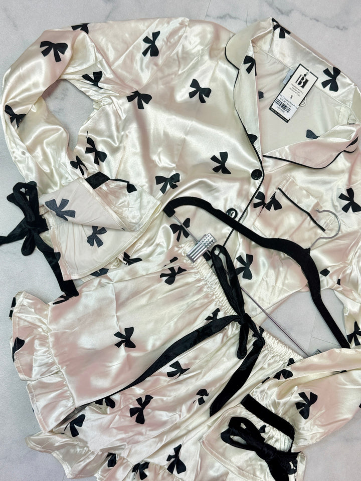 The Toni Cropped Bow Pajama Set