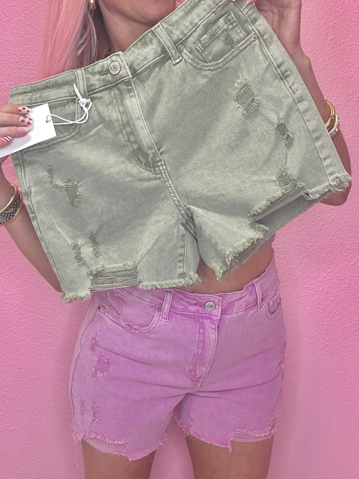 The Leslie Colored Denim Shorts