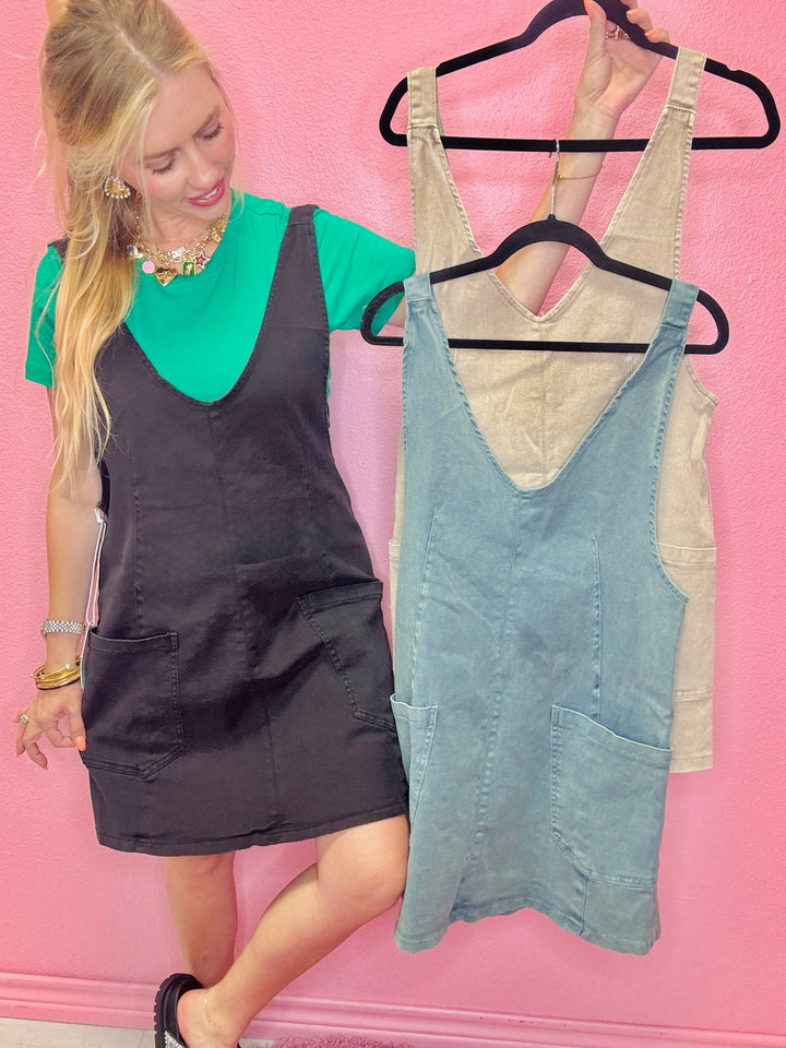 The Charlie Denim Overall Dress