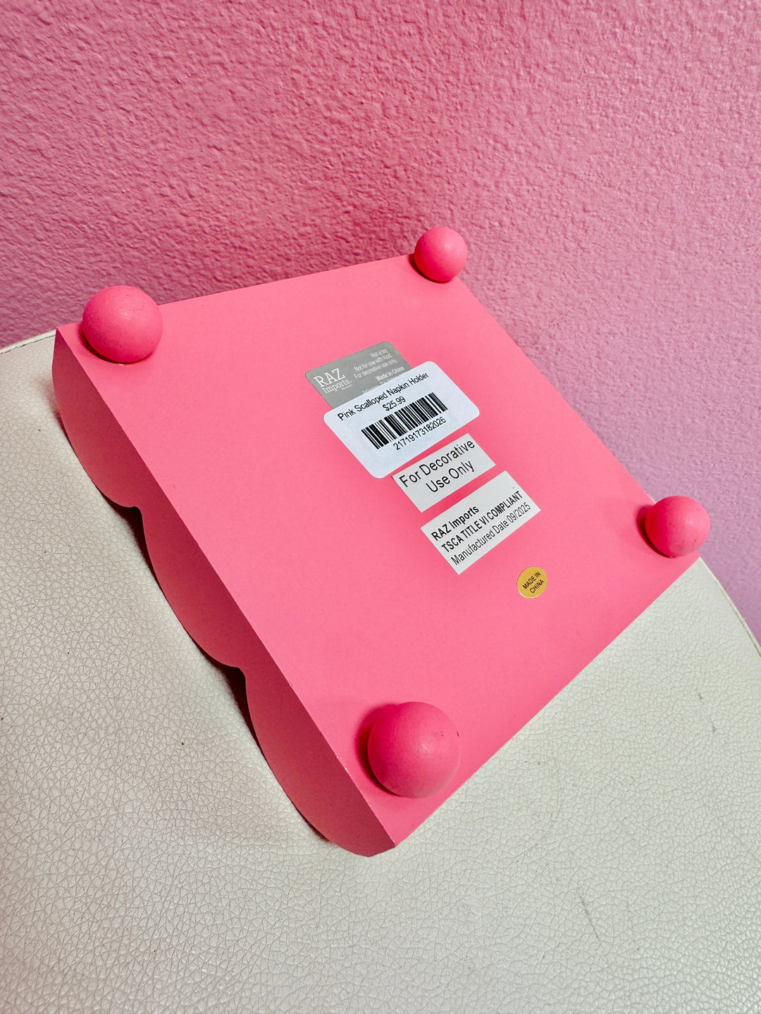 Pink Scalloped Napkin Holder