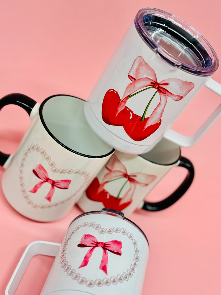 Pearls and Bow Coquette Coffee Mug