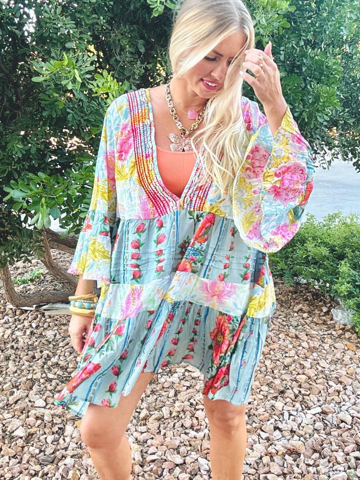 The Coastal Charm Patchwork Dress
