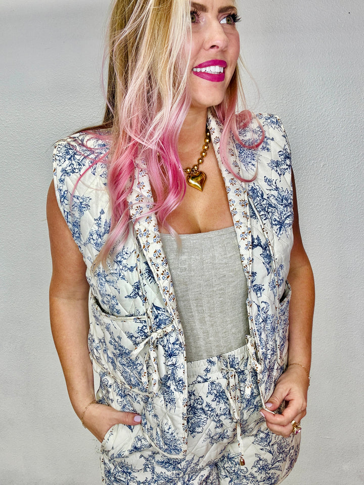 Blue Floral Vest