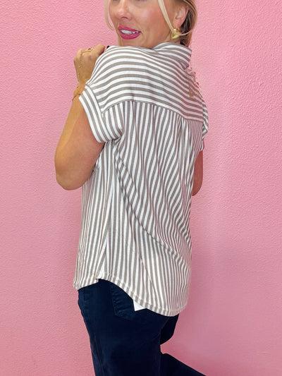 The Harper Stripe Button Down Top