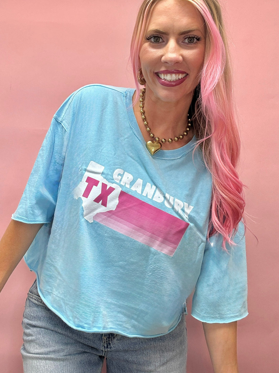 Granbury, TX Blue Crop Graphic Tee