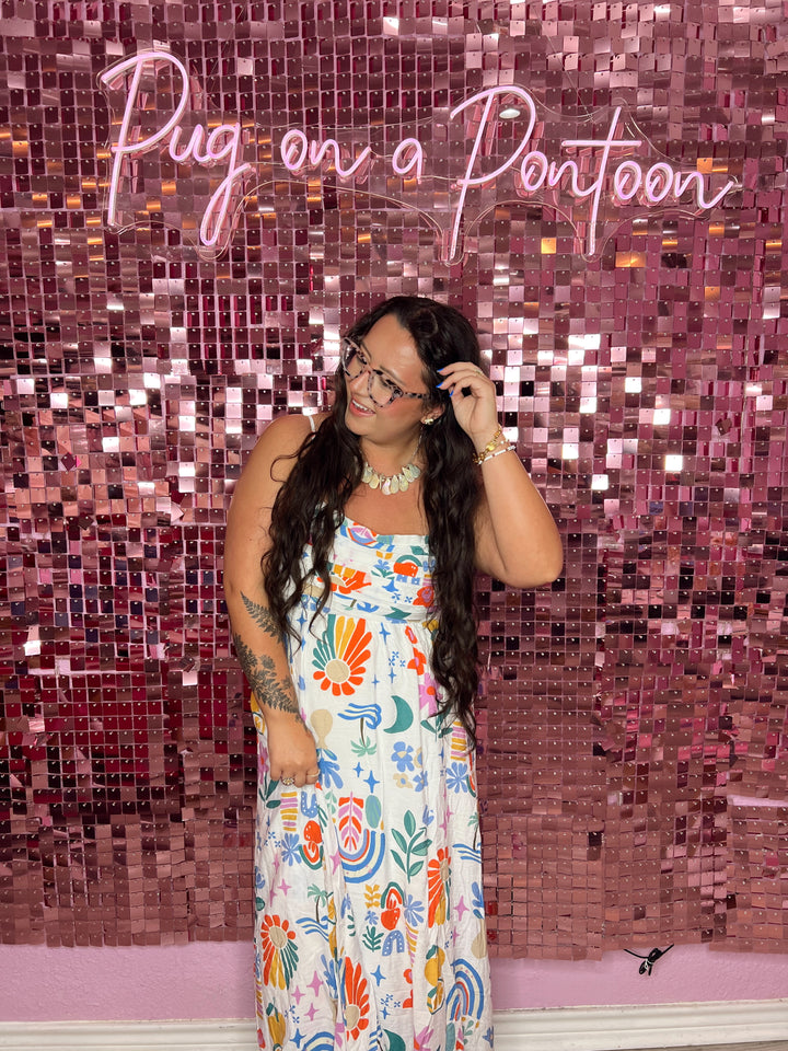 Summer Pleated Bow Back Midi Dress