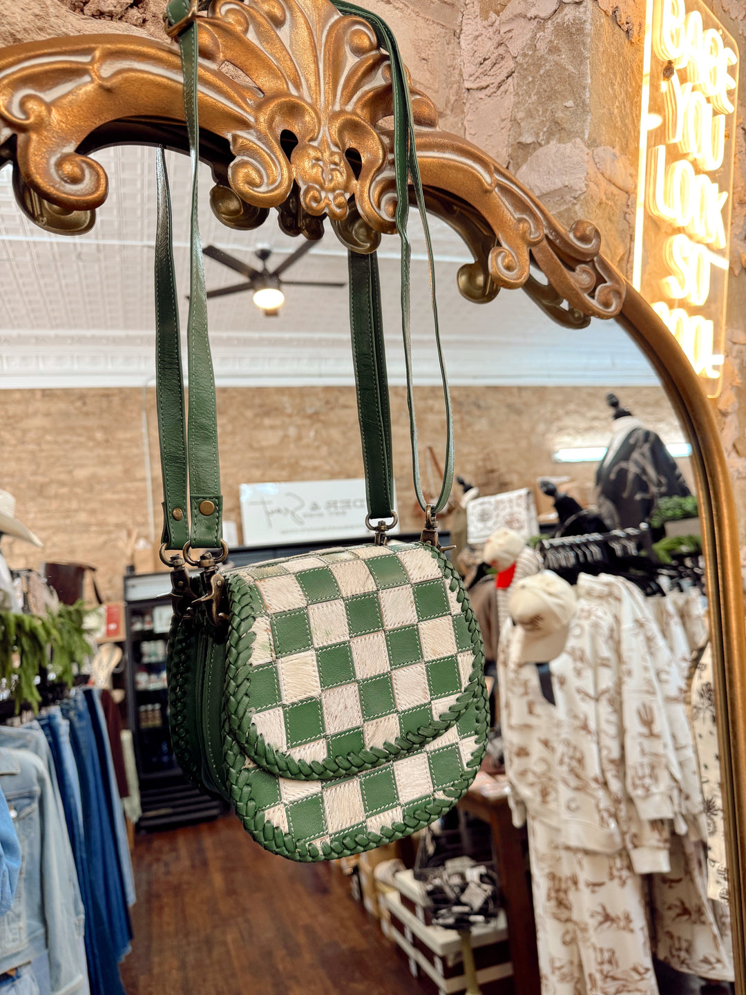 Verdant Rodeo Checkered Purse