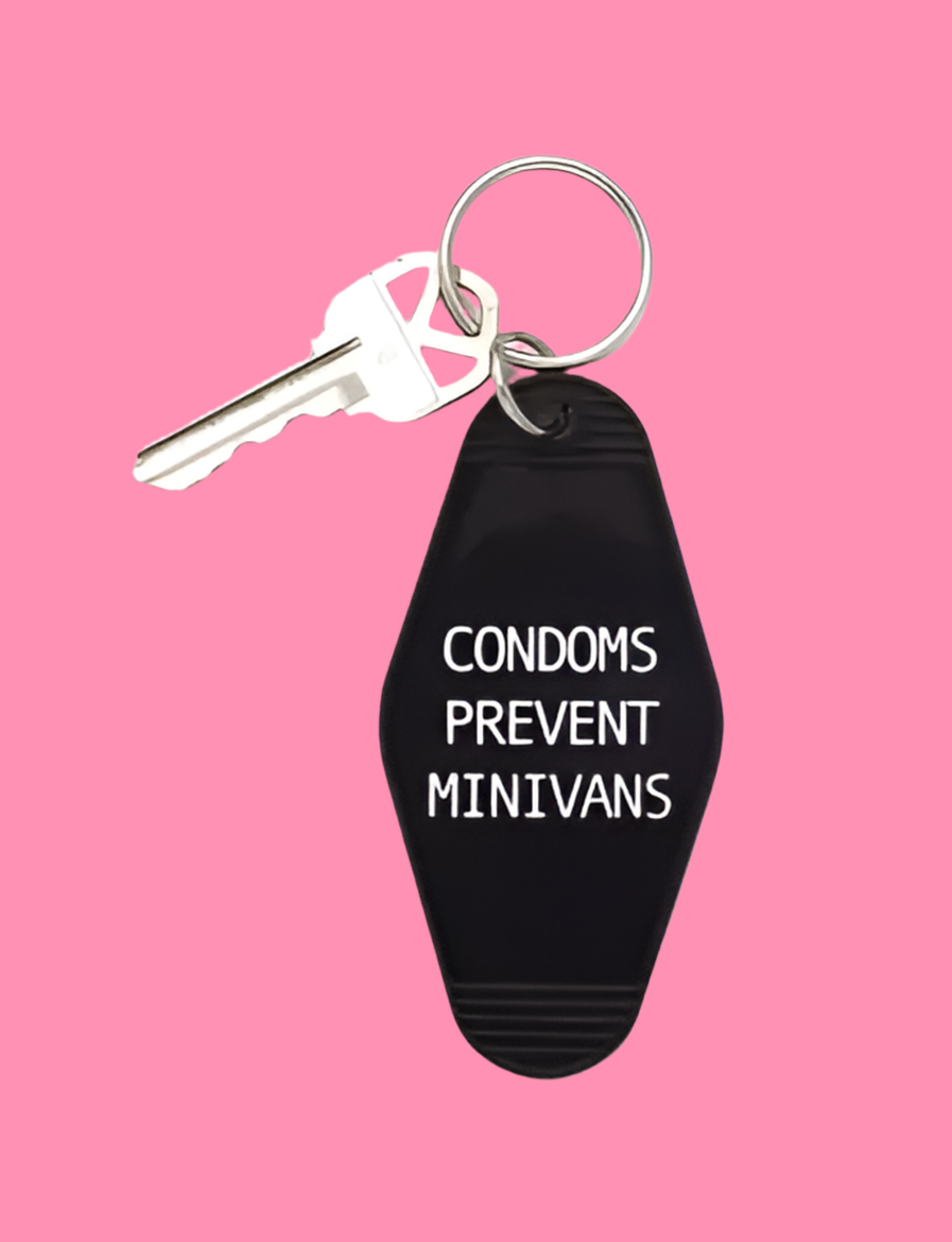 Condoms Prevent Minivans Keychain