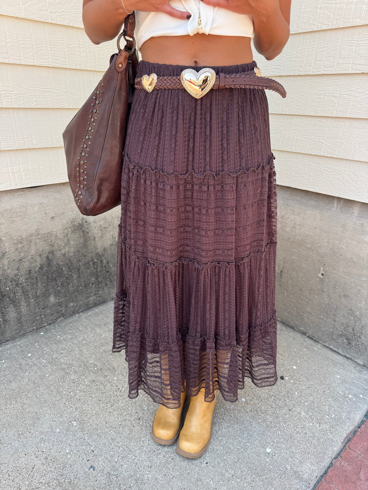 Sunset Stroll Ruffle Tiered Midi Skirt