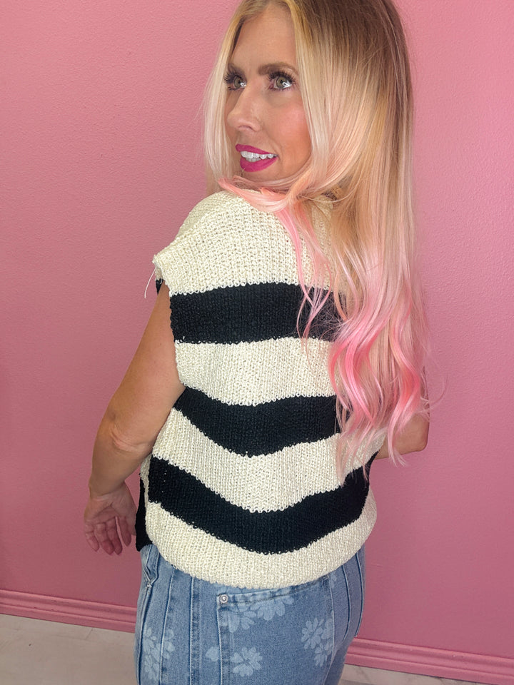 The Breezy Stripes Split Neck Top