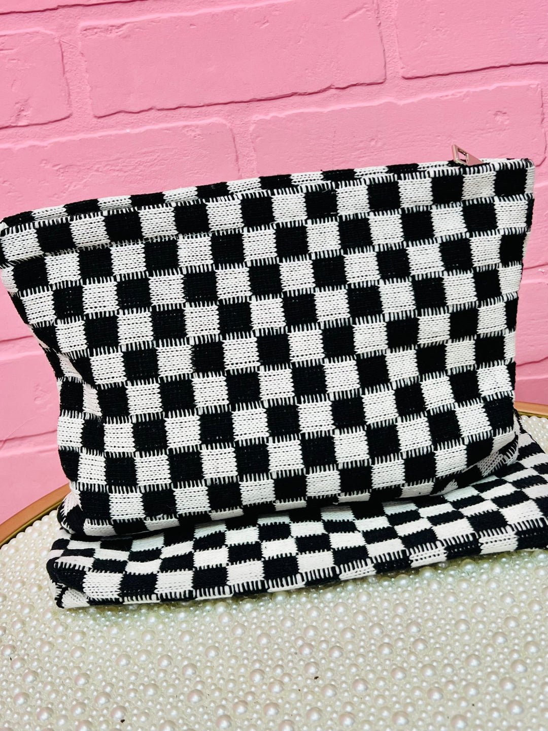 Checkered Makeup Bag