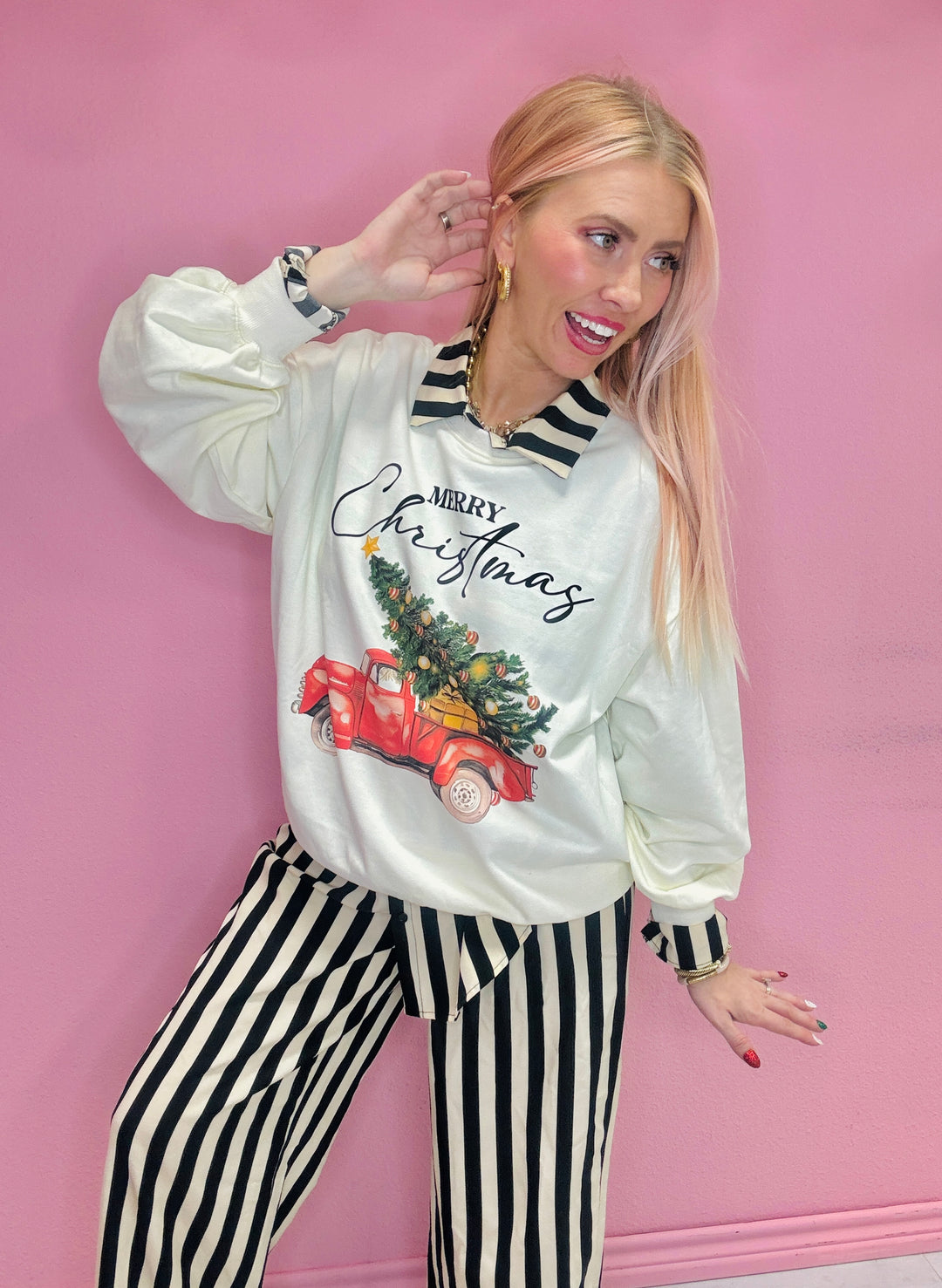 Merry Christmas Red Truck Sweater