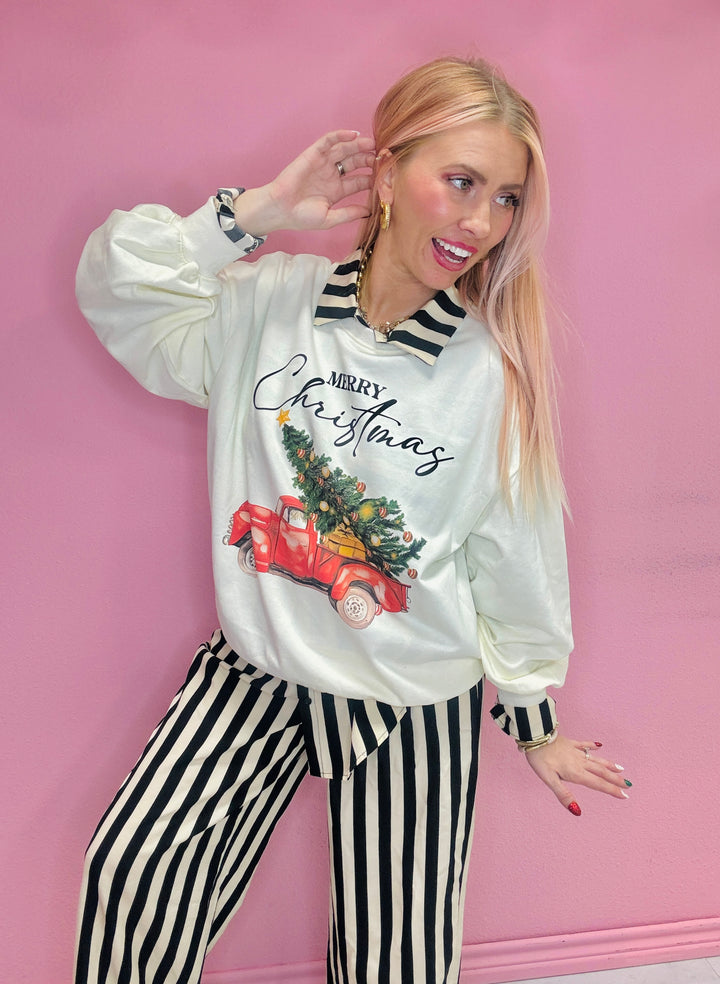 Merry Christmas Red Truck Sweater