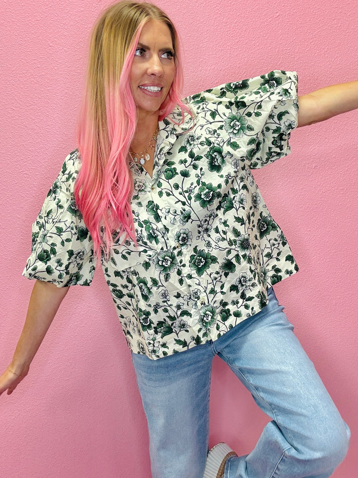 Emerald Lush Floral Top
