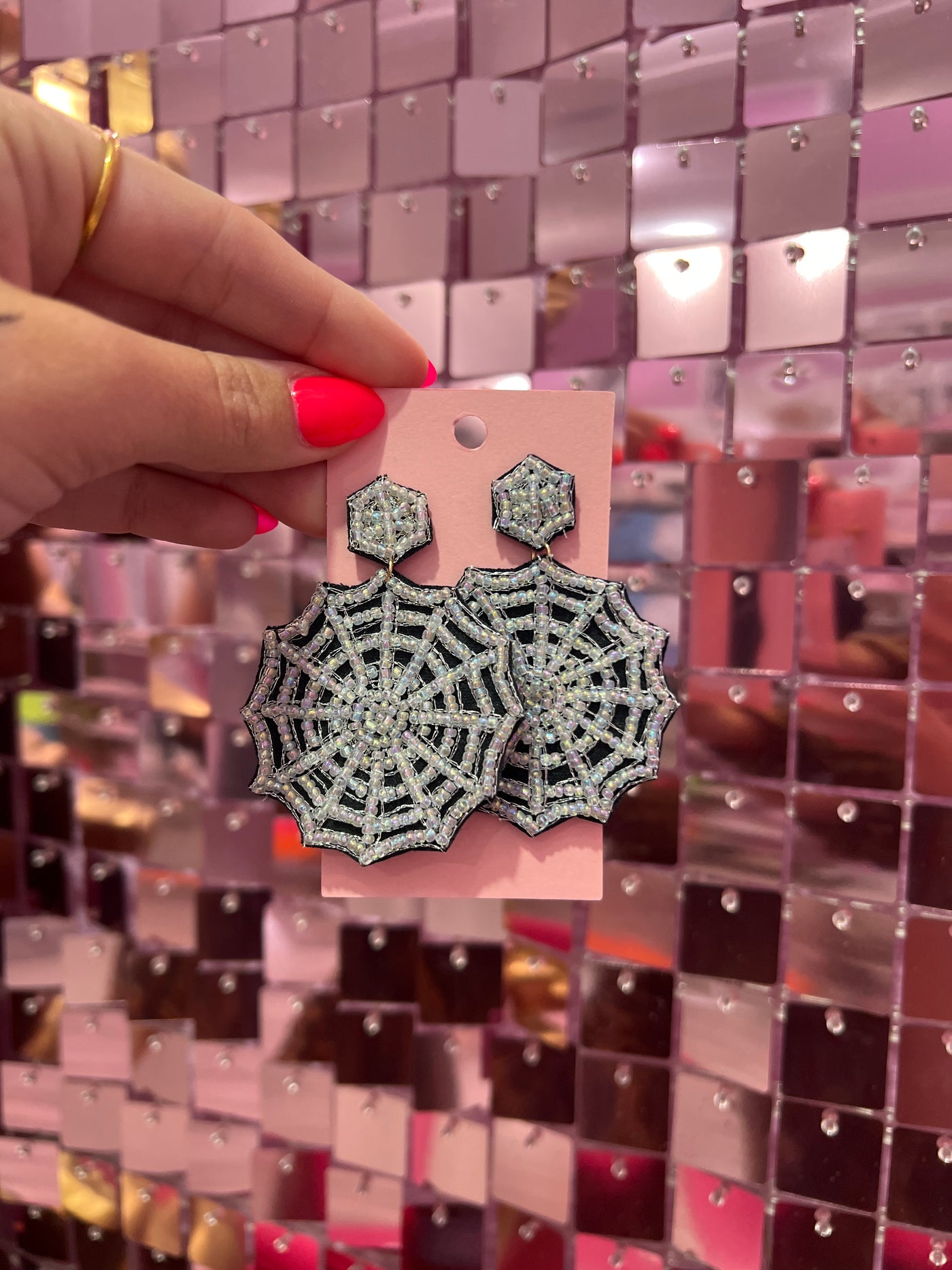 Spiderweb Beaded Earrings