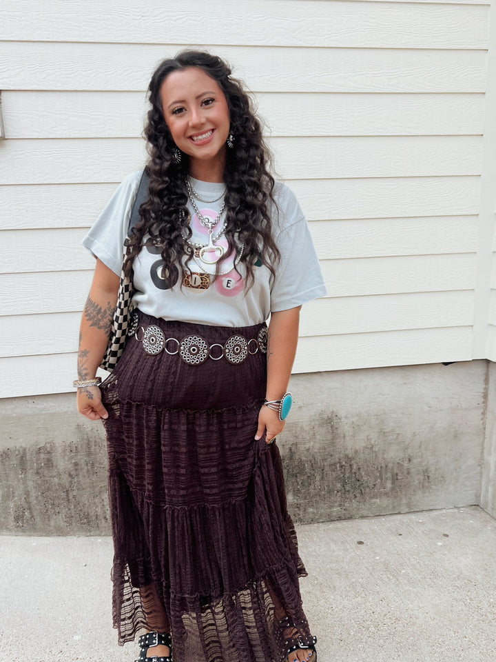 Sunset Stroll Ruffle Tiered Midi Skirt