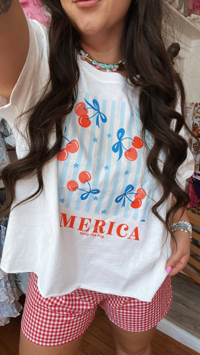 America Cherries Crop Graphic Tee