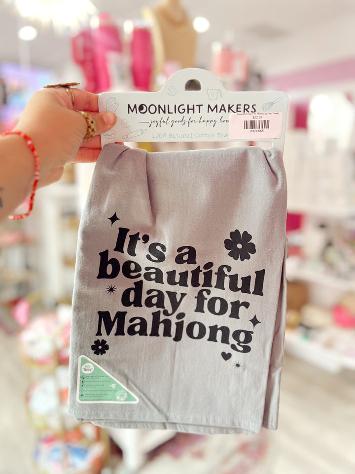 Beautiful Day For Mahjong Tea Towel