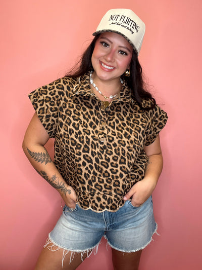 The Sable Leopard Scallop Top