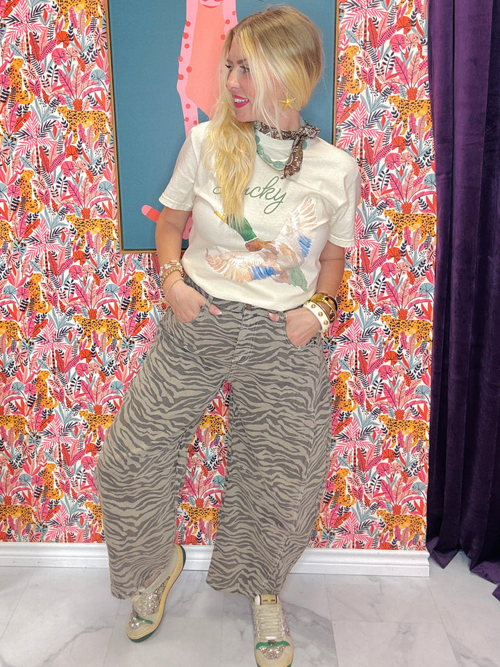 Zebra Babe Barrel Jeans