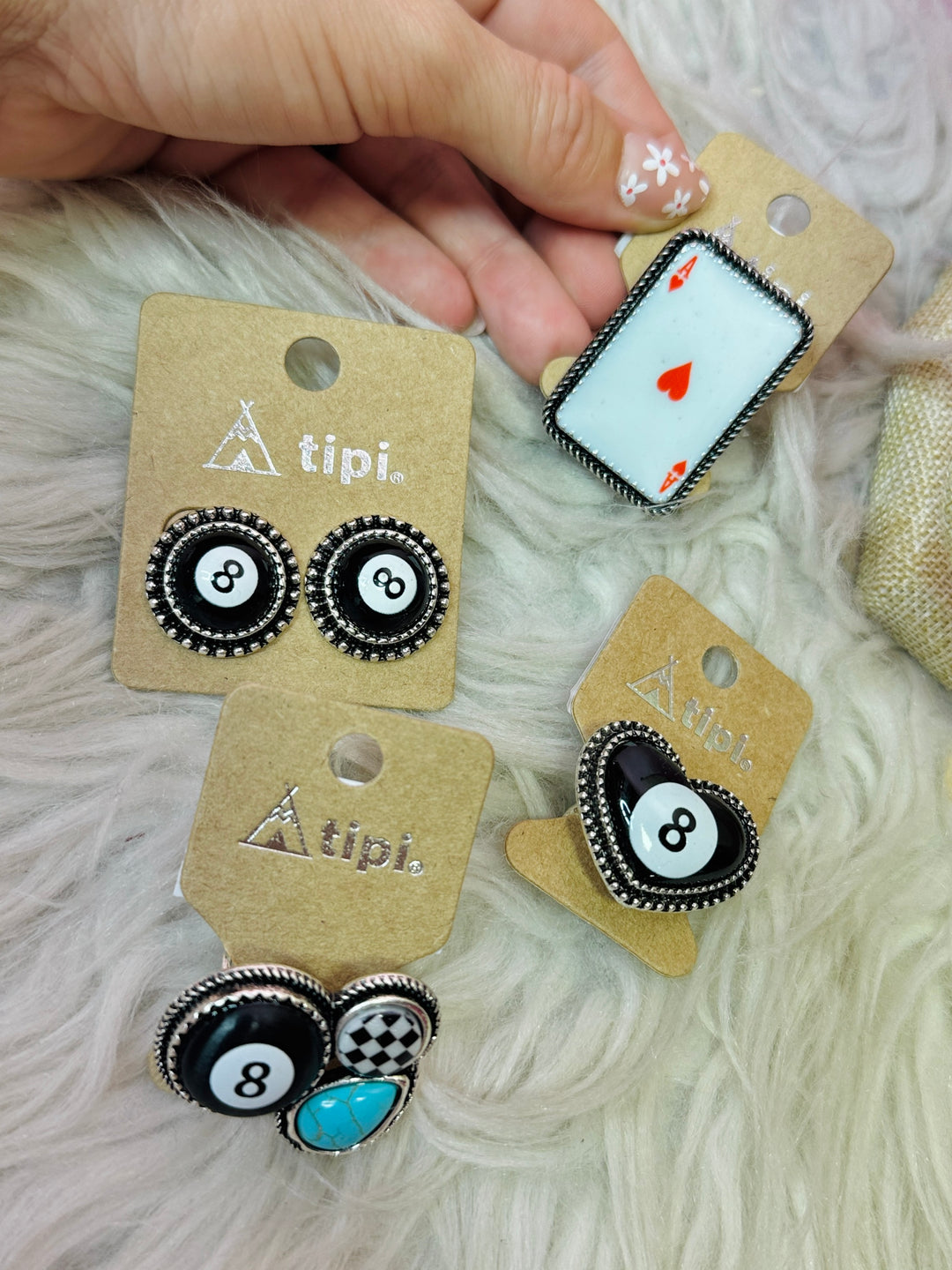 Western 8 Ball Checker Cuff Ring