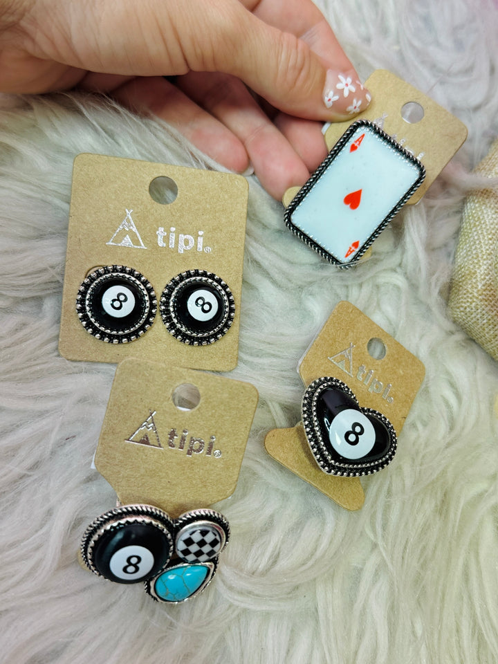 Western 8 Ball Checker Cuff Ring