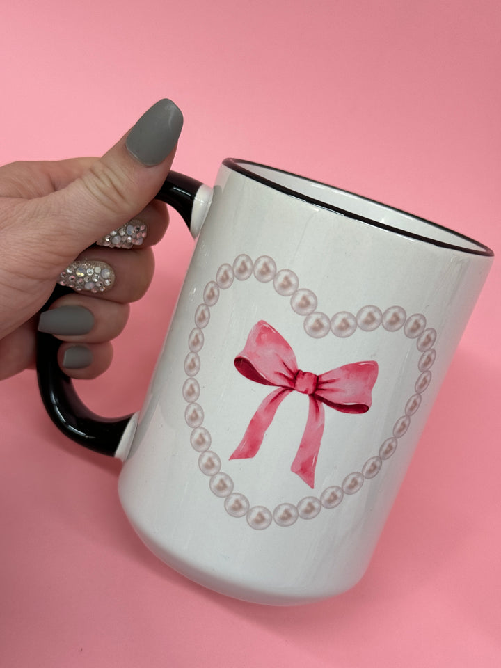 Pearls and Bow Coquette Coffee Mug