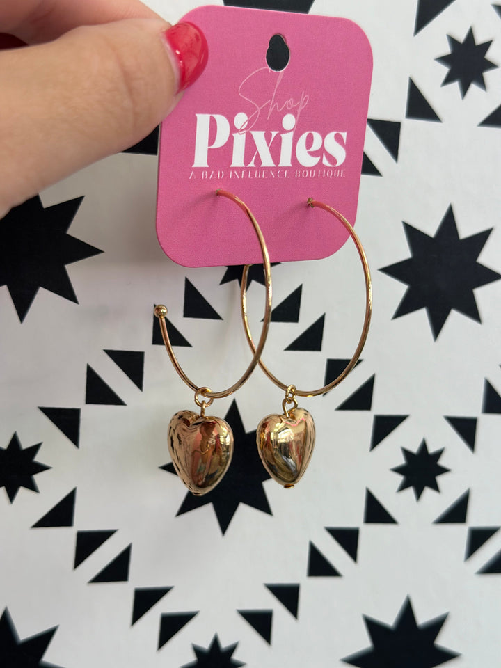 She's In Love Heart Hoops