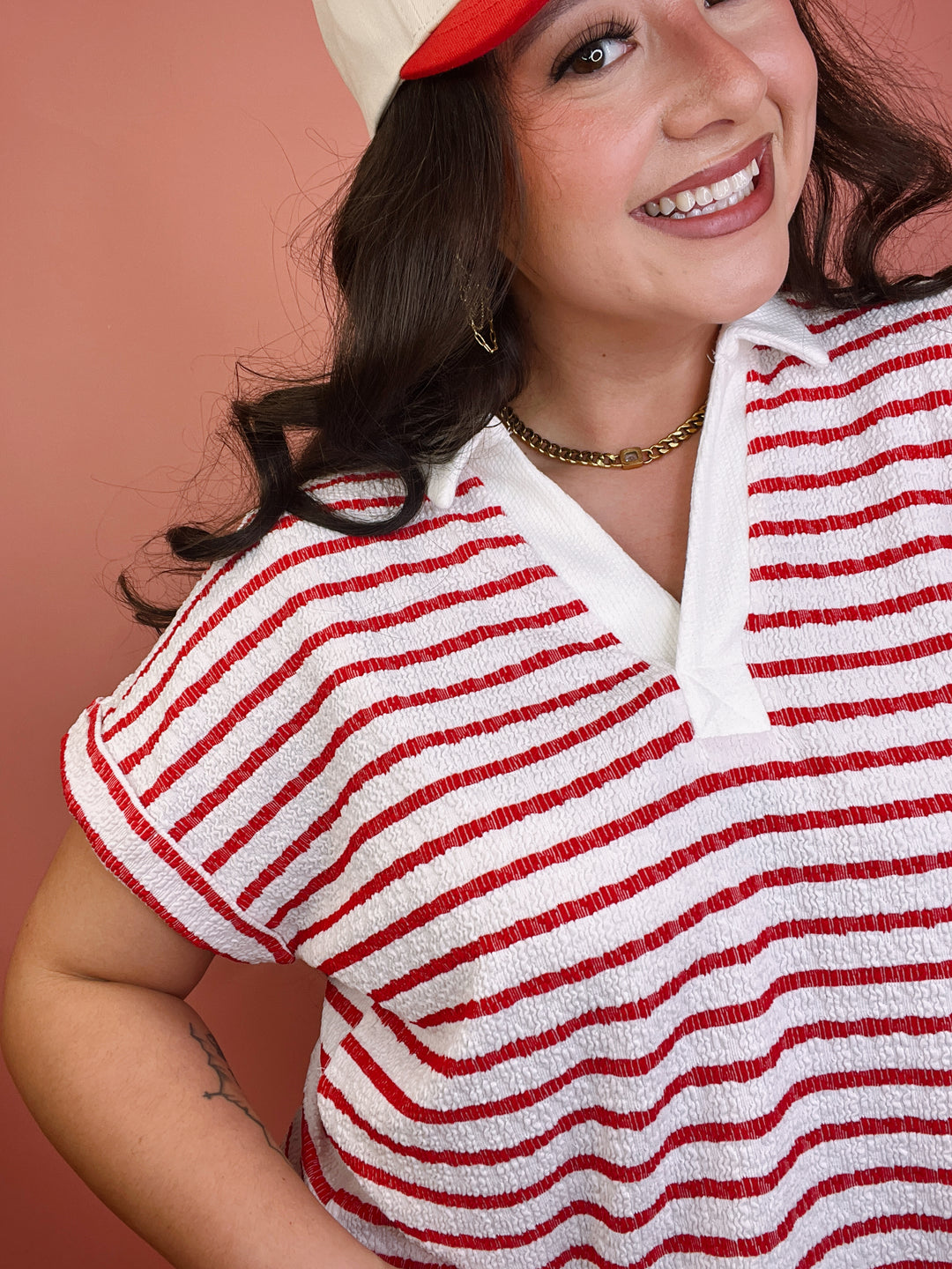 Candy Stripe Collared Top