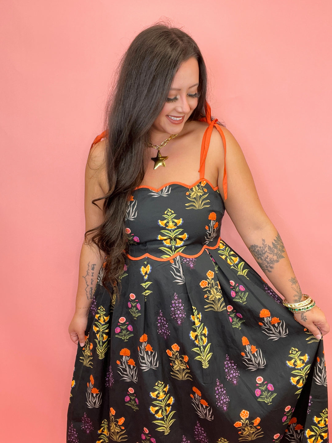 Garden Grace Tie-Strap Midi Dress