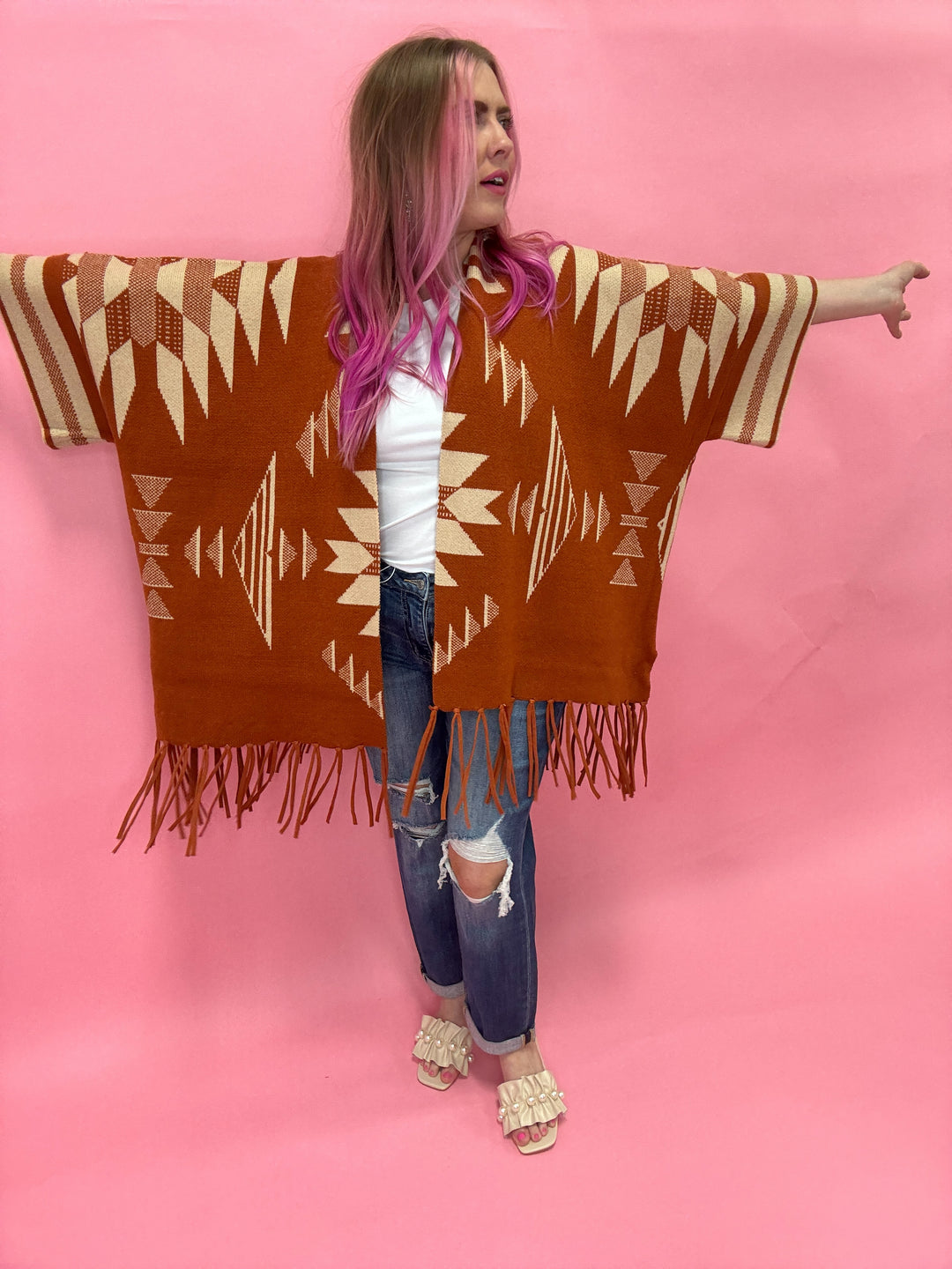 The Isabella Aztec Fringed Cardigan