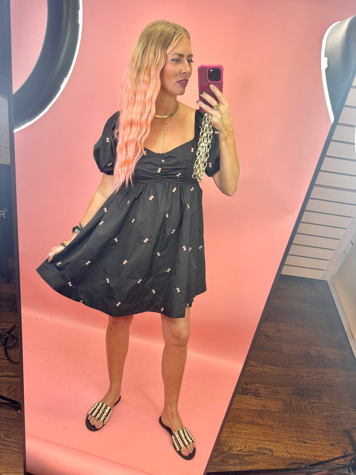 Game Day Puff Sleeve Babydoll Football Dress