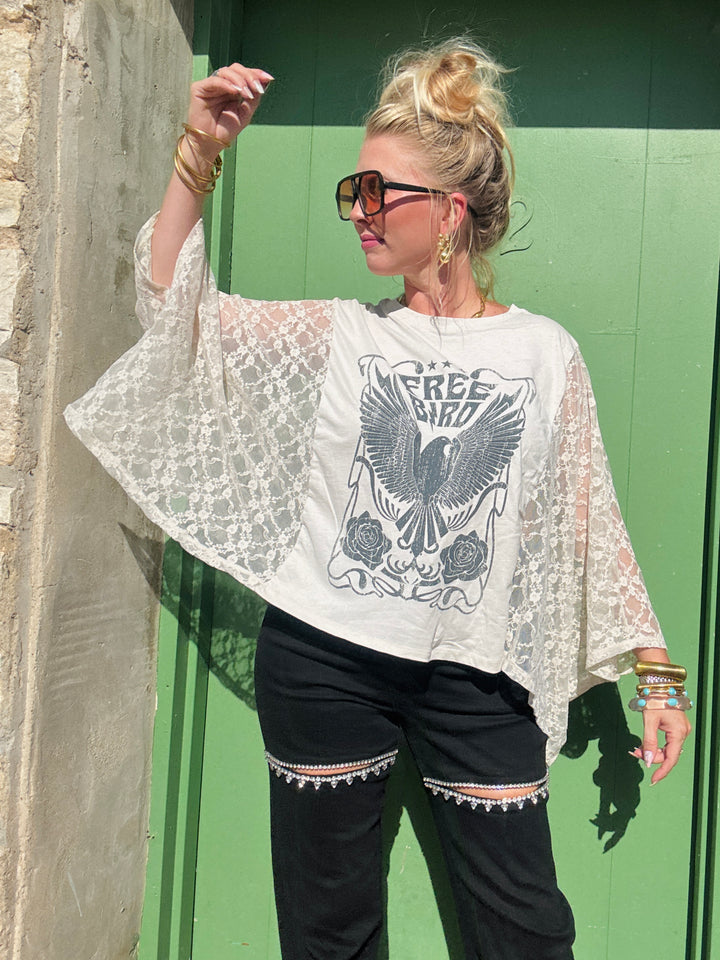 Free Bird Lace Kaftan Top