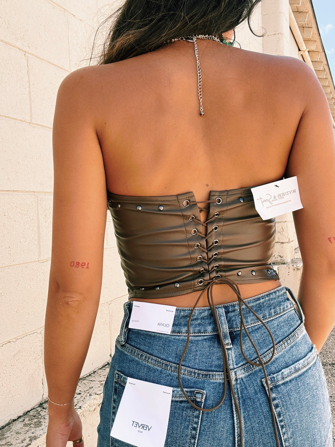 Midnight Rebel Studded Strapless Top