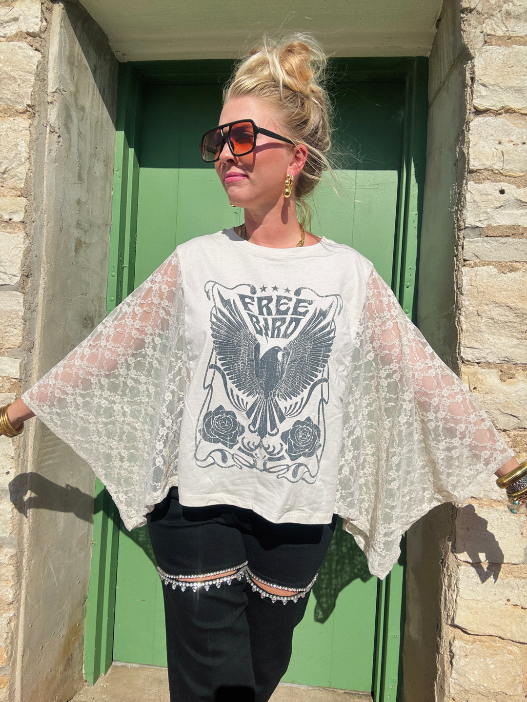 Free Bird Lace Kaftan Top