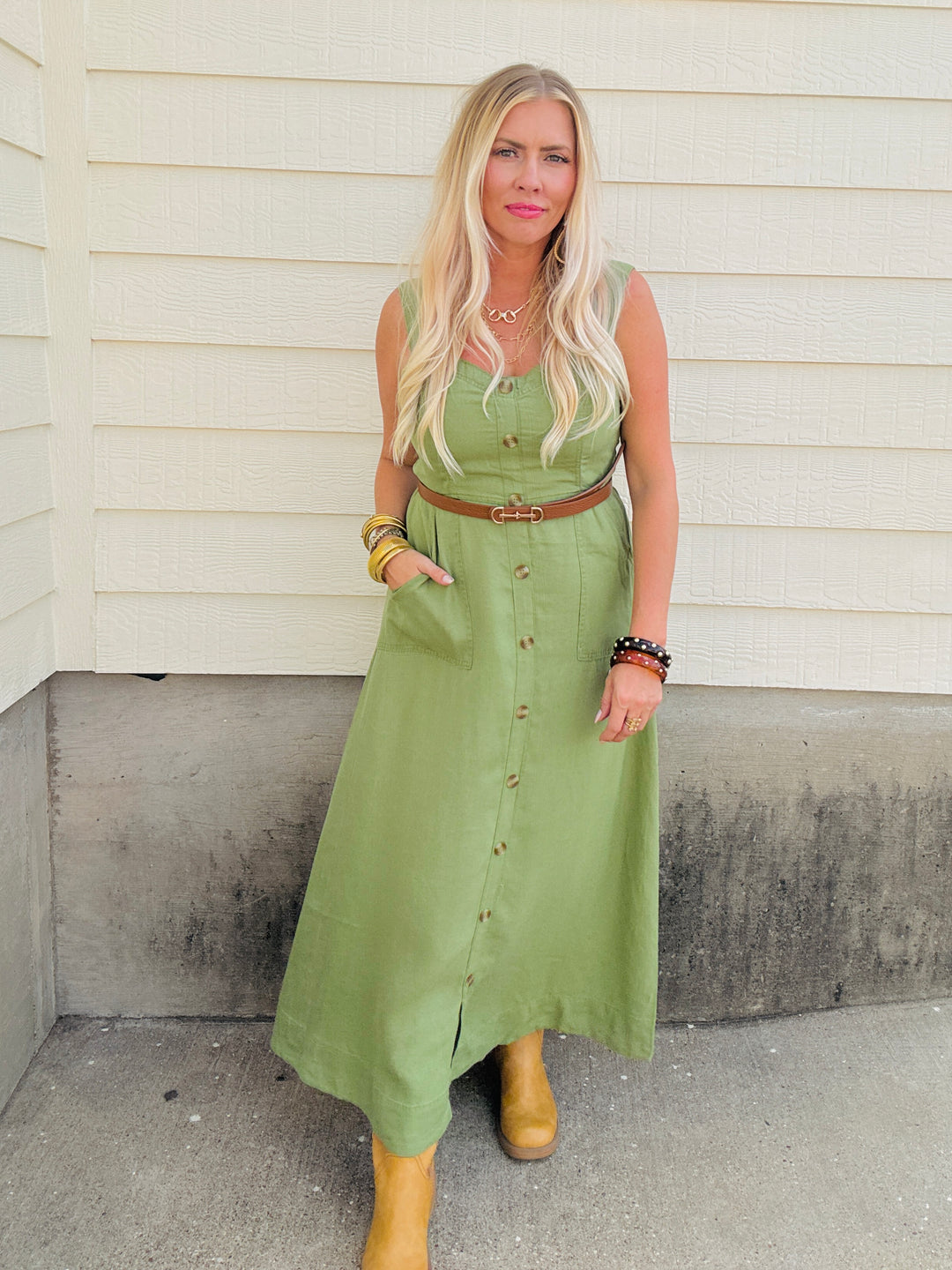 Olive Romance Midi Dress