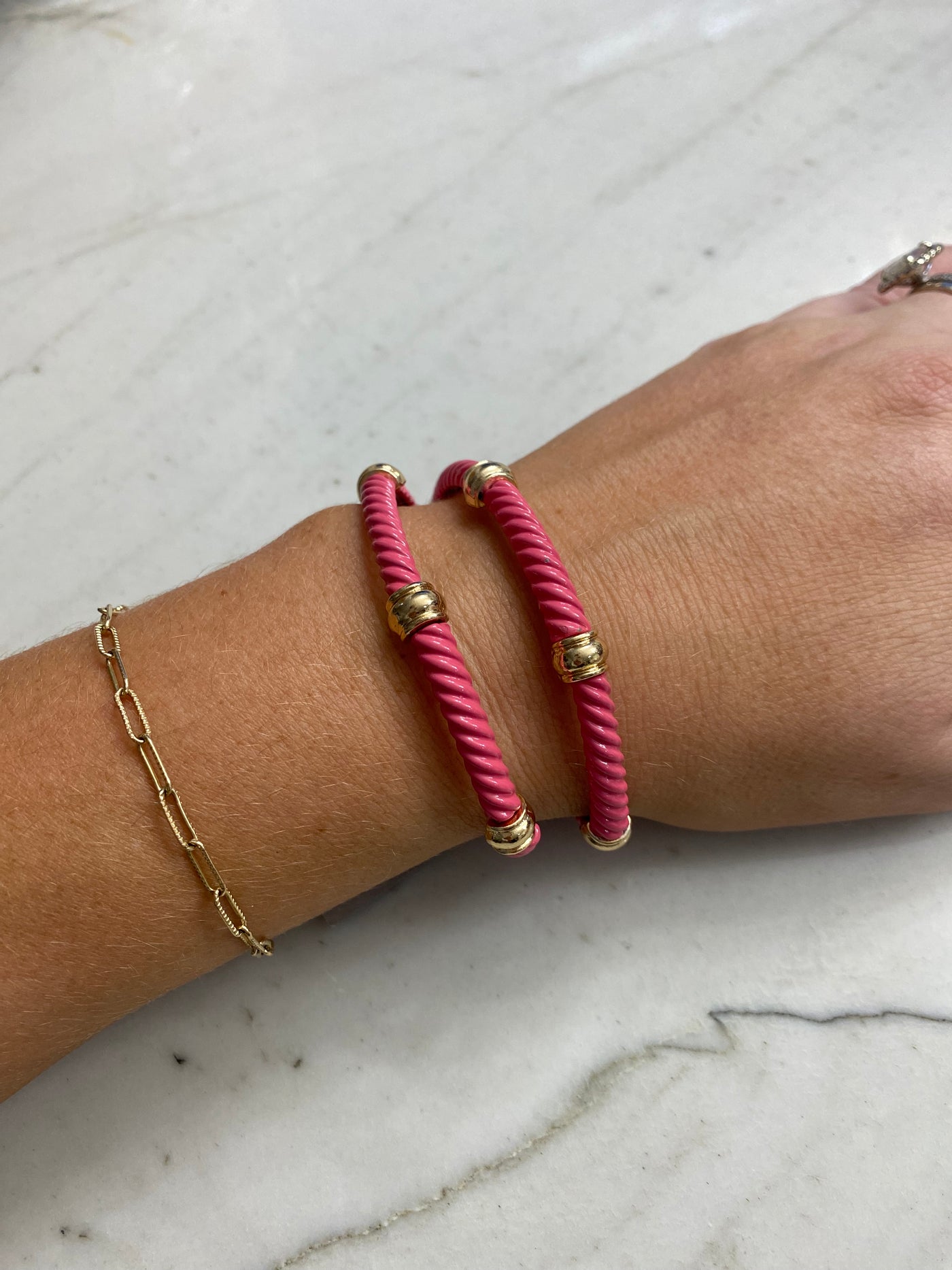 Pink Twist Stretch Bracelet