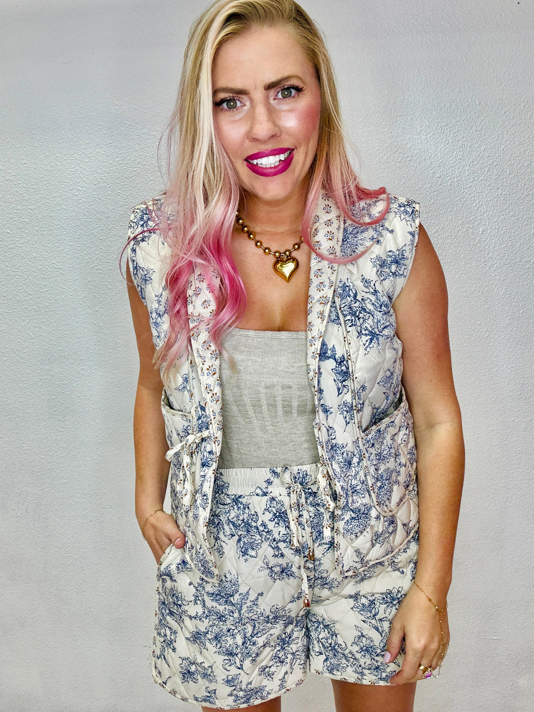 Blue Floral Vest
