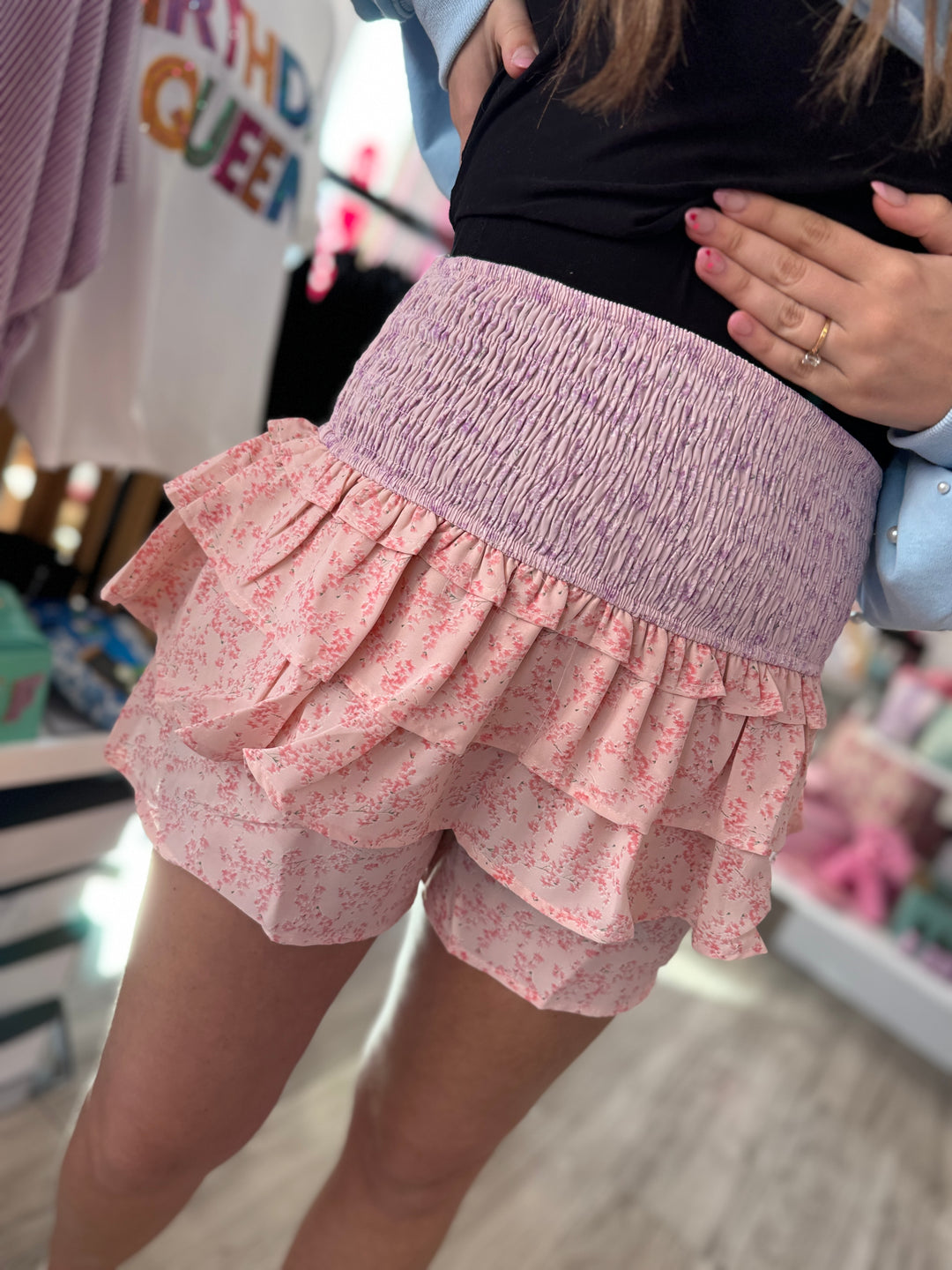 The Scarlette Smocked High Waist Ruffle Shorts