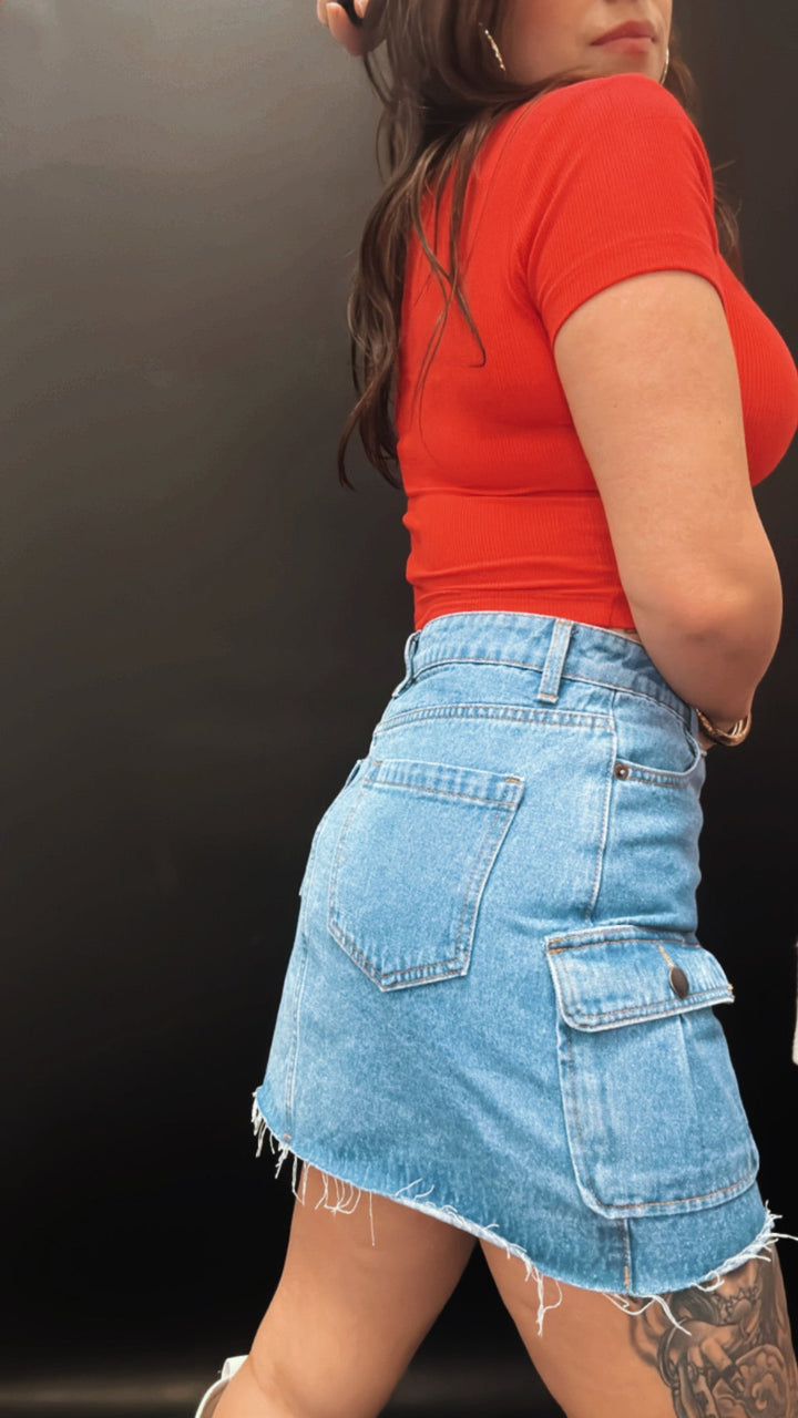 The Jane Cargo Denim Skirt