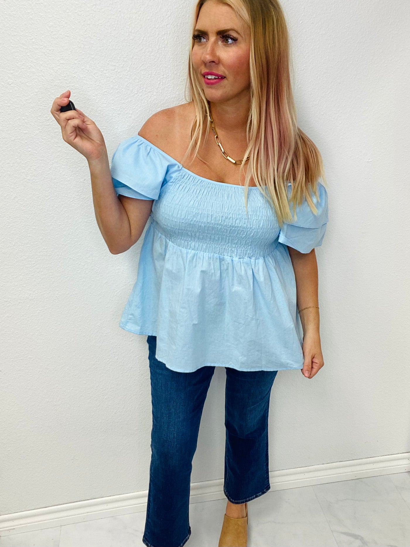 Janelle Smocked Ruffle Top