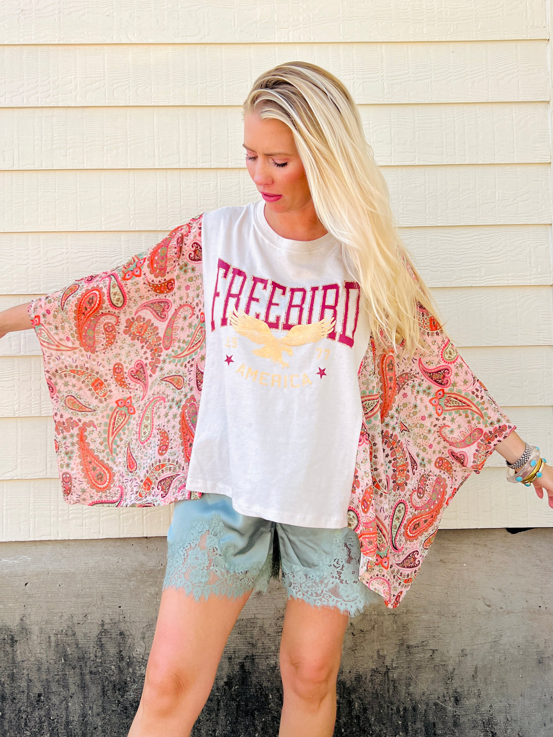 Stars, Stripes & Free Bird Kaftan Top