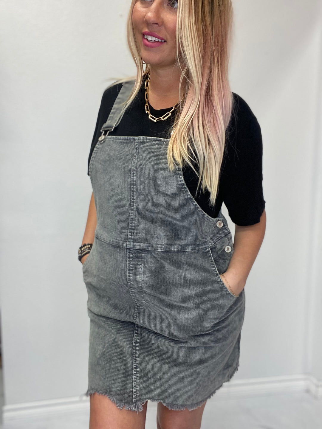 The Kay Corduroy Overall Dress