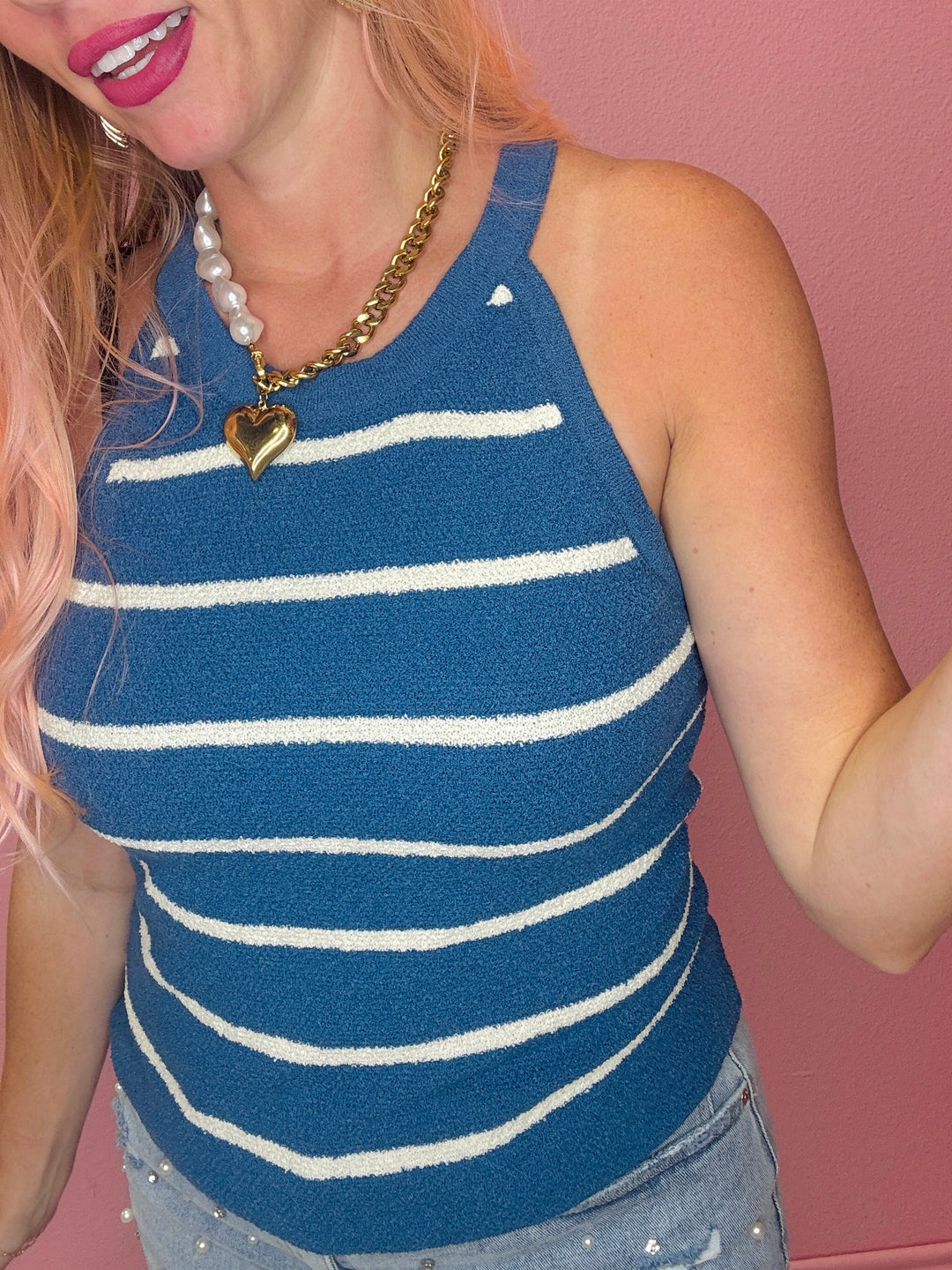 The Coastal Stripes Sweater Tank