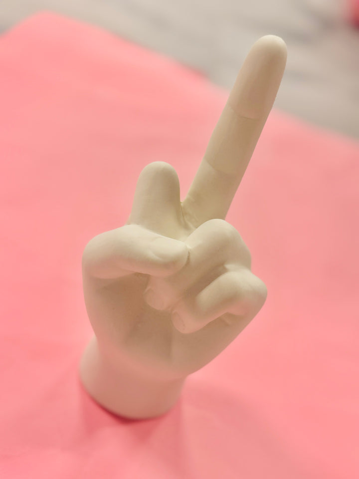 White Middle Finger Table Top Sculpture