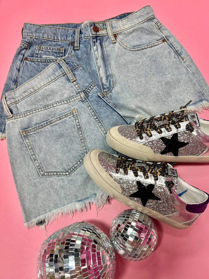 Two Tone Denim Shorts