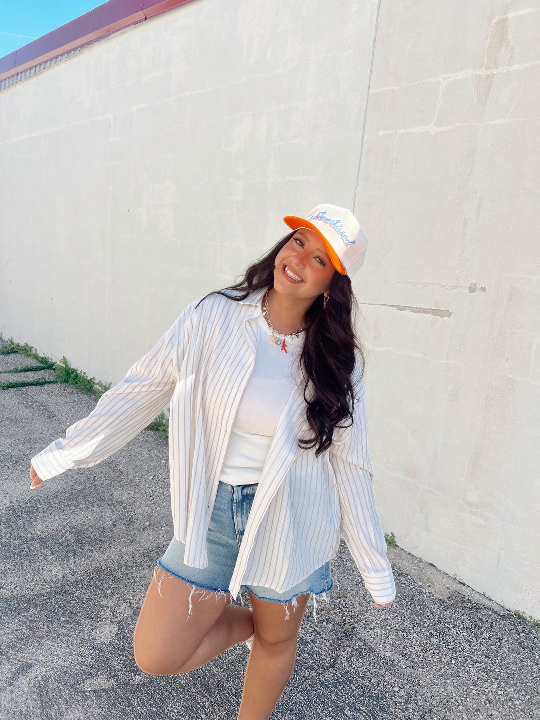 Just One More Stripe Button Up Top
