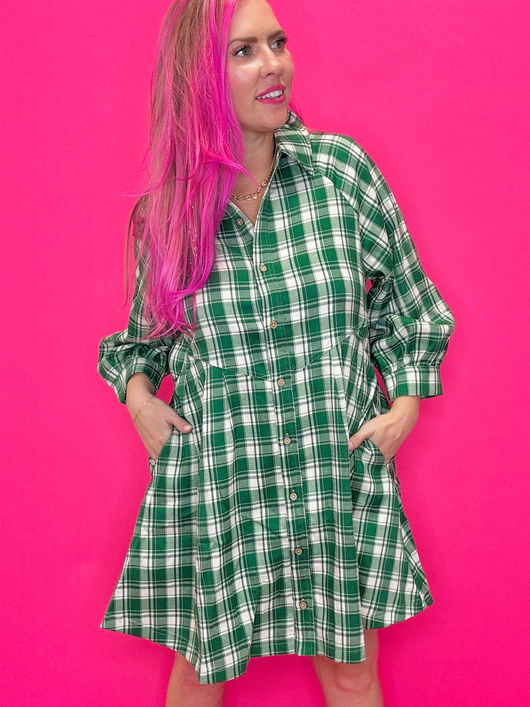 My Grass Is Greener Plaid Dress